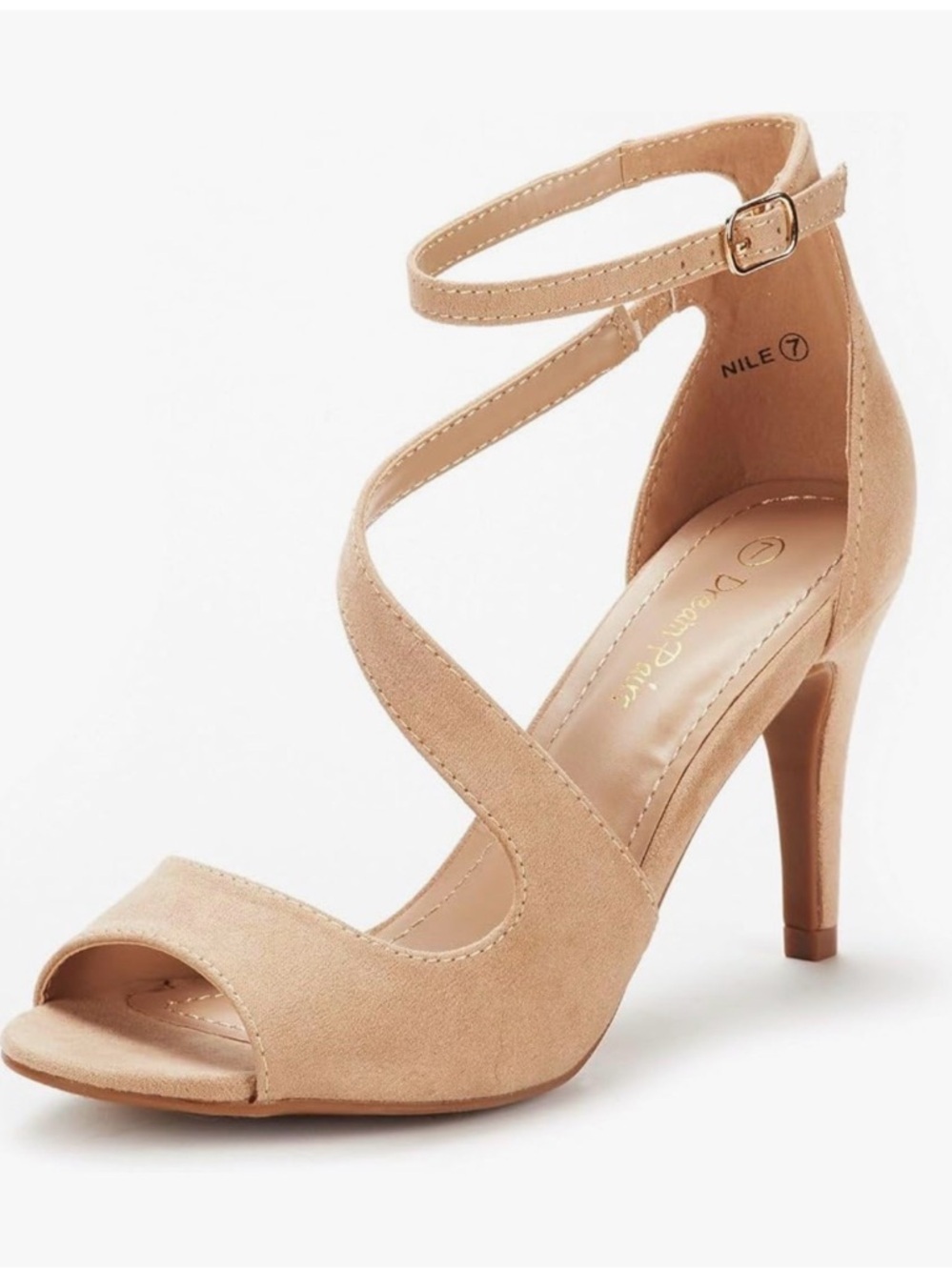DREAM PAIRS Women's NILE Fashion Stilettos Open Toe Pump Heel Sandals- Nude, NWT - Picture 8 of 11